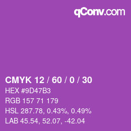 颜色代码: CMYK 12 / 60 / 0 / 30 | qconv.com