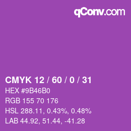 カラーコード: CMYK 12 / 60 / 0 / 31 | qconv.com
