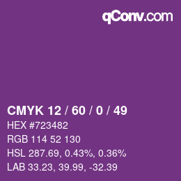 Farbcode: CMYK 12 / 60 / 0 / 49 | qconv.com