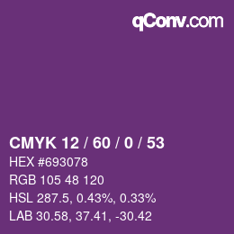 カラーコード: CMYK 12 / 60 / 0 / 53 | qconv.com