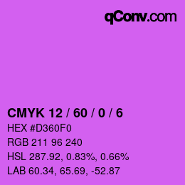 カラーコード: CMYK 12 / 60 / 0 / 6 | qconv.com