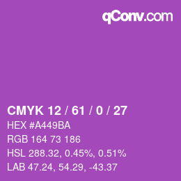 Color code: CMYK 12 / 61 / 0 / 27 | qconv.com