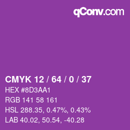 Color code: CMYK 12 / 64 / 0 / 37 | qconv.com