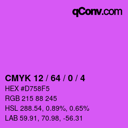 Color code: CMYK 12 / 64 / 0 / 4 | qconv.com