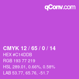 カラーコード: CMYK 12 / 65 / 0 / 14 | qconv.com