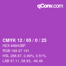 カラーコード: CMYK 12 / 65 / 0 / 25 | qconv.com
