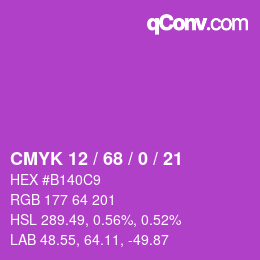 Color code: CMYK 12 / 68 / 0 / 21 | qconv.com