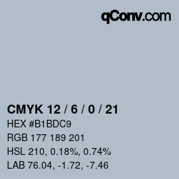 カラーコード: CMYK 12 / 6 / 0 / 21 | qconv.com