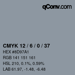 Color code: CMYK 12 / 6 / 0 / 37 | qconv.com