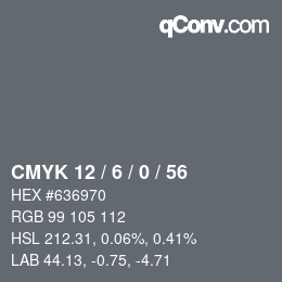 Código de color: CMYK 12 / 6 / 0 / 56 | qconv.com