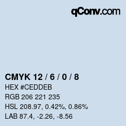 カラーコード: CMYK 12 / 6 / 0 / 8 | qconv.com
