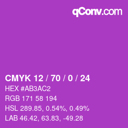 Color code: CMYK 12 / 70 / 0 / 24 | qconv.com
