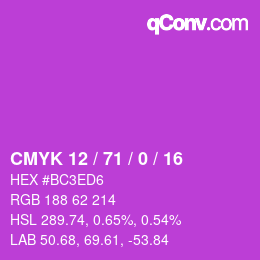 颜色代码: CMYK 12 / 71 / 0 / 16 | qconv.com