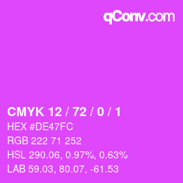 Color code: CMYK 12 / 72 / 0 / 1 | qconv.com