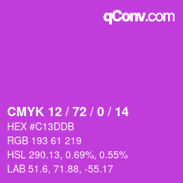 カラーコード: CMYK 12 / 72 / 0 / 14 | qconv.com