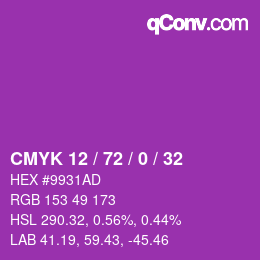 カラーコード: CMYK 12 / 72 / 0 / 32 | qconv.com