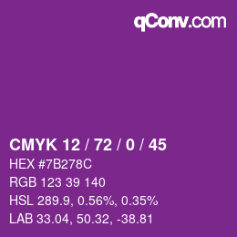 Color code: CMYK 12 / 72 / 0 / 45 | qconv.com