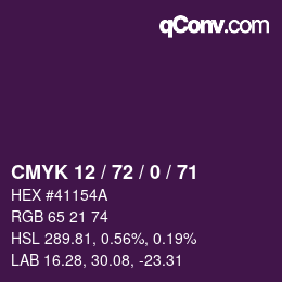 Color code: CMYK 12 / 72 / 0 / 71 | qconv.com