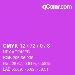 Color code: CMYK 12 / 72 / 0 / 8 | qconv.com