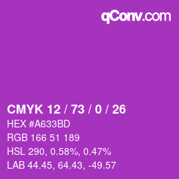 Color code: CMYK 12 / 73 / 0 / 26 | qconv.com