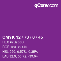 Color code: CMYK 12 / 73 / 0 / 45 | qconv.com