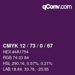 Farbcode: CMYK 12 / 73 / 0 / 67 | qconv.com