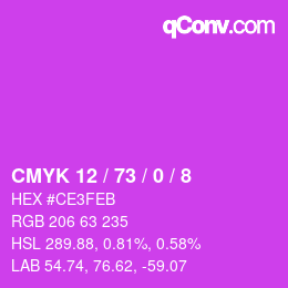 カラーコード: CMYK 12 / 73 / 0 / 8 | qconv.com