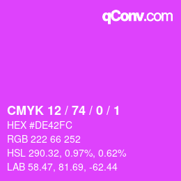 カラーコード: CMYK 12 / 74 / 0 / 1 | qconv.com
