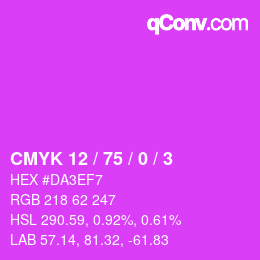 カラーコード: CMYK 12 / 75 / 0 / 3 | qconv.com