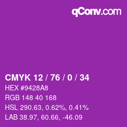 颜色代码: CMYK 12 / 76 / 0 / 34 | qconv.com