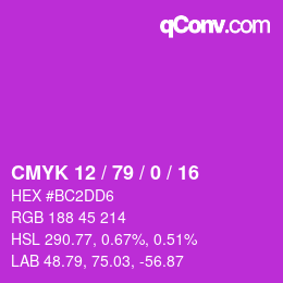カラーコード: CMYK 12 / 79 / 0 / 16 | qconv.com