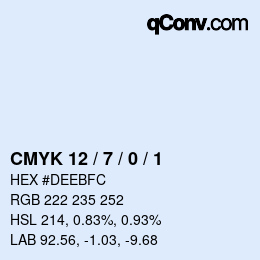 カラーコード: CMYK 12 / 7 / 0 / 1 | qconv.com