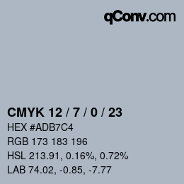 カラーコード: CMYK 12 / 7 / 0 / 23 | qconv.com