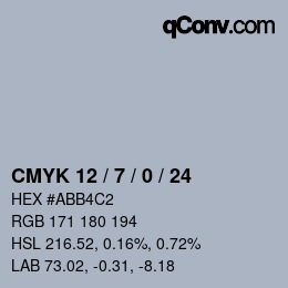 カラーコード: CMYK 12 / 7 / 0 / 24 | qconv.com