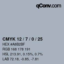 カラーコード: CMYK 12 / 7 / 0 / 25 | qconv.com