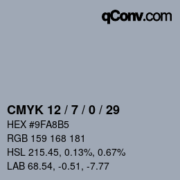 Color code: CMYK 12 / 7 / 0 / 29 | qconv.com