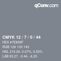 カラーコード: CMYK 12 / 7 / 0 / 44 | qconv.com