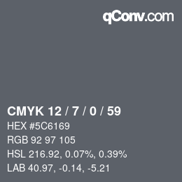 Color code: CMYK 12 / 7 / 0 / 59 | qconv.com
