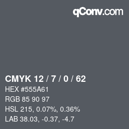 カラーコード: CMYK 12 / 7 / 0 / 62 | qconv.com