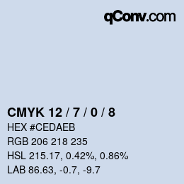 カラーコード: CMYK 12 / 7 / 0 / 8 | qconv.com