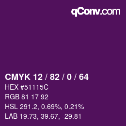 颜色代码: CMYK 12 / 82 / 0 / 64 | qconv.com