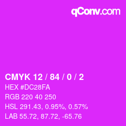 カラーコード: CMYK 12 / 84 / 0 / 2 | qconv.com