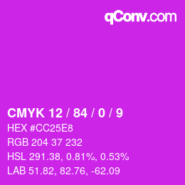 カラーコード: CMYK 12 / 84 / 0 / 9 | qconv.com