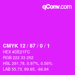 カラーコード: CMYK 12 / 87 / 0 / 1 | qconv.com