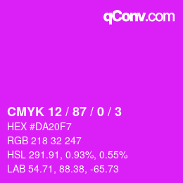 カラーコード: CMYK 12 / 87 / 0 / 3 | qconv.com