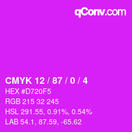 カラーコード: CMYK 12 / 87 / 0 / 4 | qconv.com