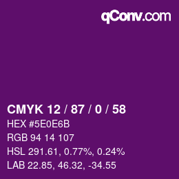 Color code: CMYK 12 / 87 / 0 / 58 | qconv.com