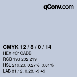カラーコード: CMYK 12 / 8 / 0 / 14 | qconv.com