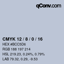 カラーコード: CMYK 12 / 8 / 0 / 16 | qconv.com