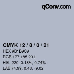 Color code: CMYK 12 / 8 / 0 / 21 | qconv.com